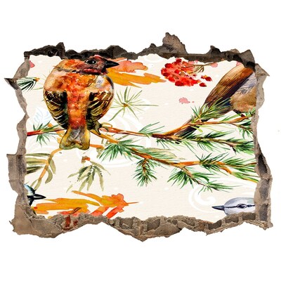 Wandtattoos Mauerdurchbruch Vögel in einer Waldlandschaft