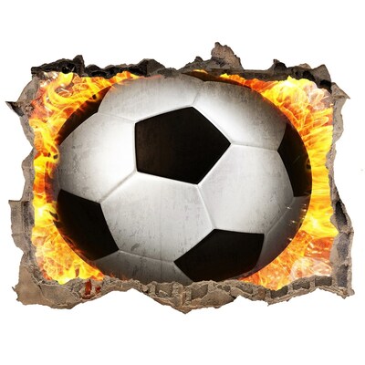 3D Wandsticker Loch Fußball in Flammen