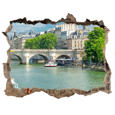 3D Wandtattoos Loch in der Wand Blick auf Paris durch ein Loch in der Wand