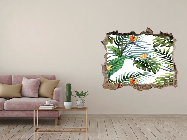 3D Wandsticker Loch Tropisches Paradies hinter der Mauer