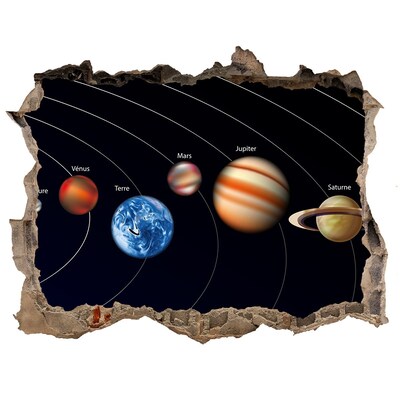 3D Wandsticker Loch Das Sonnensystem im Loch in der Wand