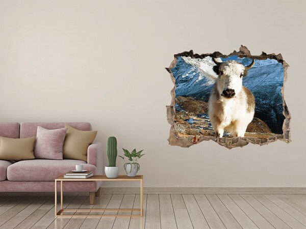 Wandtattoos Mauerdurchbruch Bergbüffel in einem Loch in der Wand