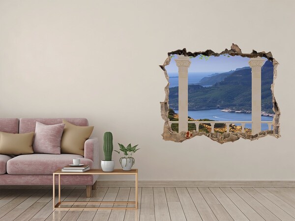 3D Wandsticker Loch Blick auf die malerische Bucht