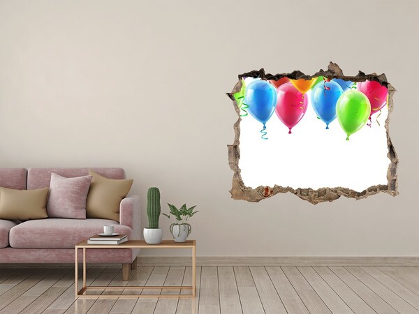 Wandfolien Loch in der Wand Ballons in einem Loch in der Wand