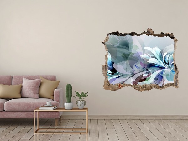 Wandfolien Loch in der Wand Blumenillusion aus Beton