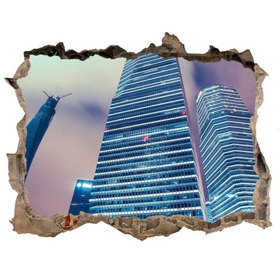 Wandtattoos Mauerdurchbruch Moderne Stadt durch ein Loch in der Wand