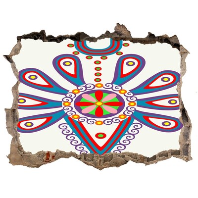 3D Wandsticker Loch Ein farbenfrohes Muster vor dem Hintergrund einer beschädigten Wand