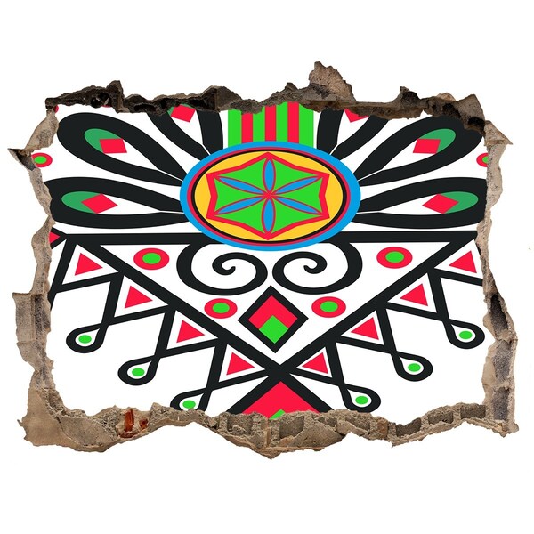 3D Wandsticker Loch Farbenfrohes Volksmuster