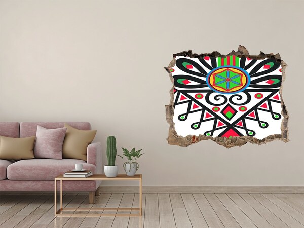 3D Wandsticker Loch Farbenfrohes Volksmuster