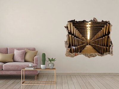 Wandfolien Loch in der Wand Innenansicht eines Weinguts mit Fässern