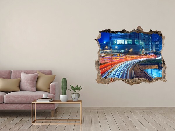 3D Wandtattoos Loch in der Wand Moderne Stadt bei Nacht