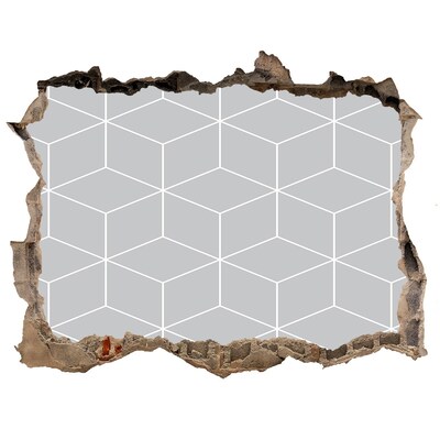 3D Wandsticker Loch Zerbrochene Mauer mit geometrischem Hintergrund