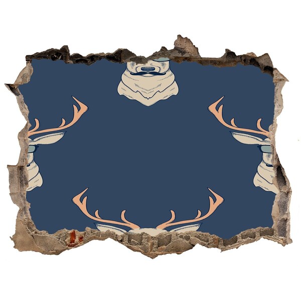 3D Wandsticker Loch Hirsche mit Sonnenbrille