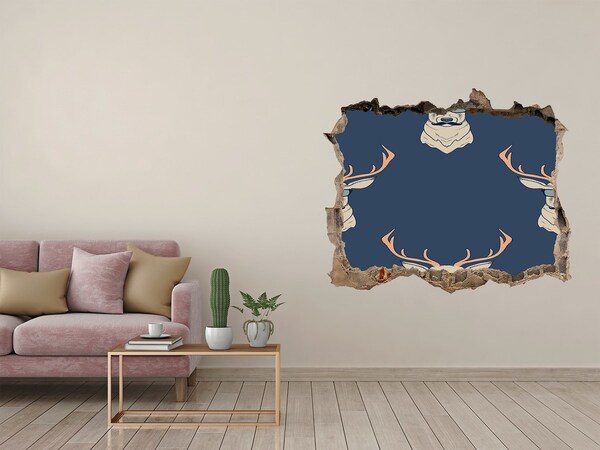 3D Wandsticker Loch Hirsche mit Sonnenbrille