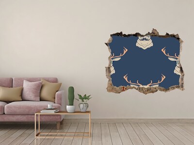3D Wandsticker Loch Hirsche mit Sonnenbrille
