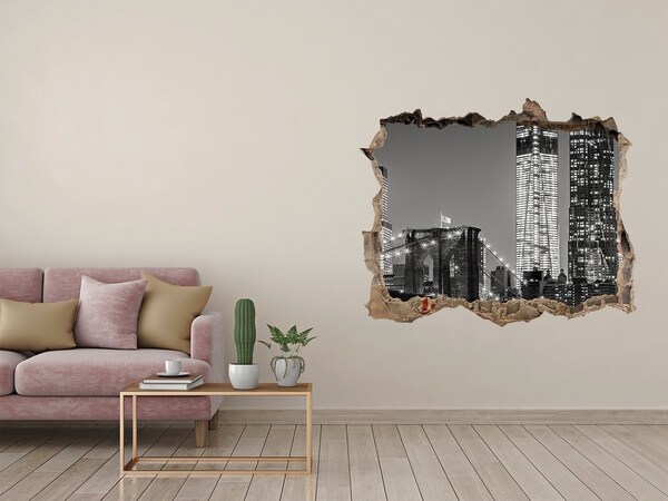 3D Wandsticker Loch Brooklyn Bridge bei Nacht