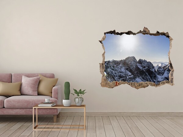 Wandfolien Loch in der Wand Berglandschaft im Sonnenlicht