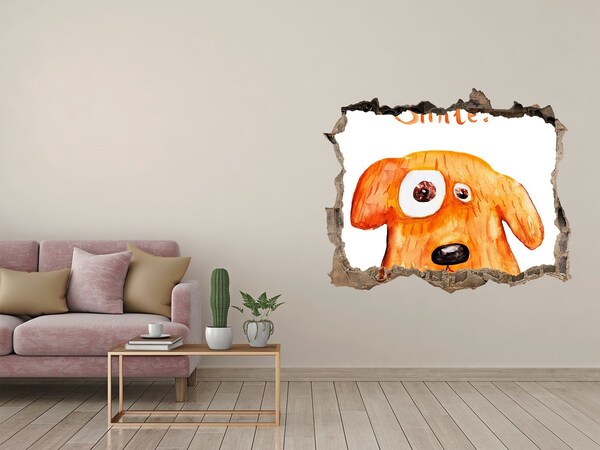 3D Wandsticker Loch Hund in einem Loch in der Wand