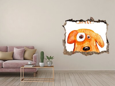 3D Wandsticker Loch Hund in einem Loch in der Wand