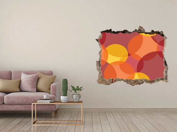 Wandfolien Loch in der Wand Bunte Kreise auf Betonhintergrund