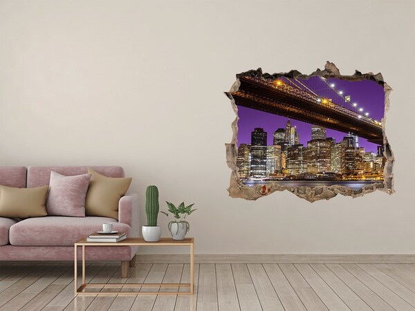 3D Wandsticker Loch Brooklyn Bridge bei Nacht