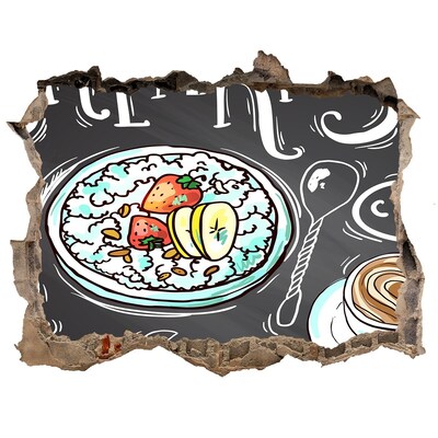 Wandfolien Loch in der Wand Retro-Frühstück