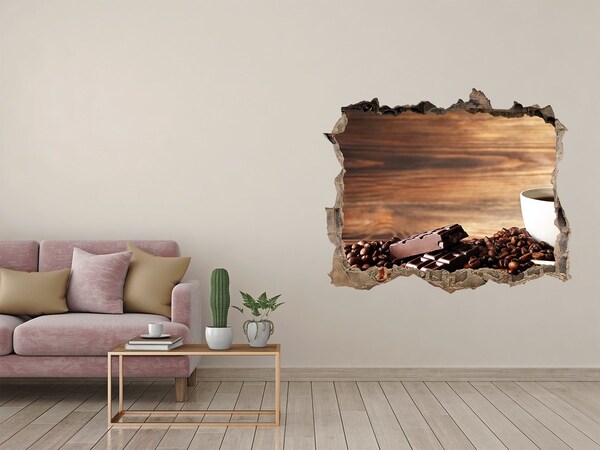 Wandfolien Loch in der Wand Kaffeeecke mit Schokolade