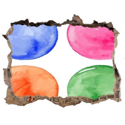 Wandtattoos Loch Bunte Bälle in einem Loch in der Wand