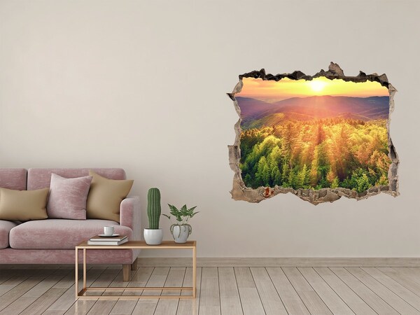 3D Wandsticker Loch Goldene Sonnenstrahlen im Wald