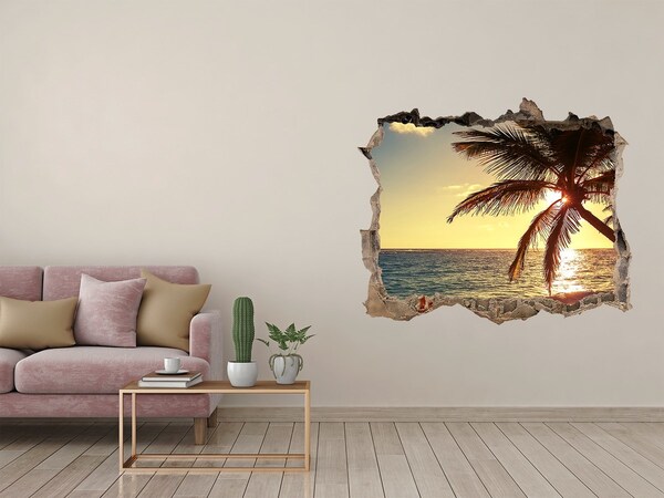 Wandfolien Loch in der Wand Sonnenuntergang am Strand