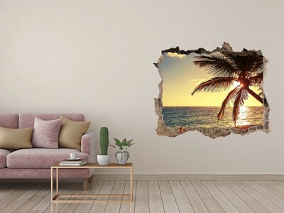 Wandfolien Loch in der Wand Sonnenuntergang am Strand