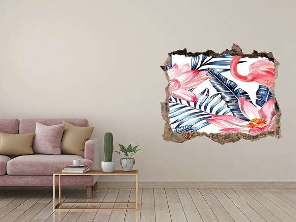 3D Wandtattoos Loch in der Wand Tropisches Paradies mit Flamingos