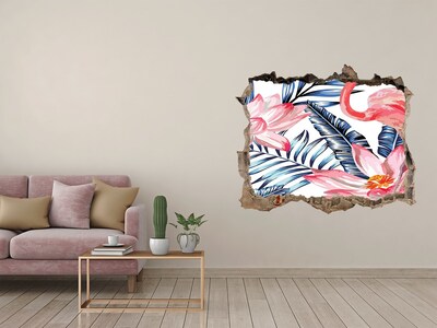 3D Wandtattoos Loch in der Wand Tropisches Paradies mit Flamingos