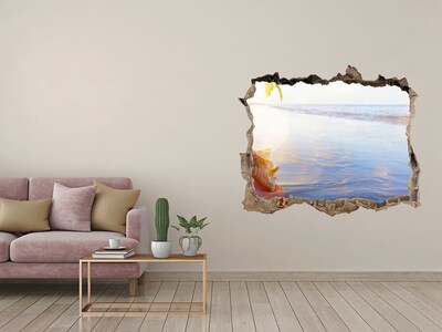 3D Wandtattoos Loch in der Wand Tropischer Strand mit Muscheln