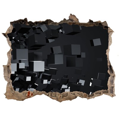 Wandtattoos Mauerdurchbruch Schwarze Würfel im dreidimensionalen Raum