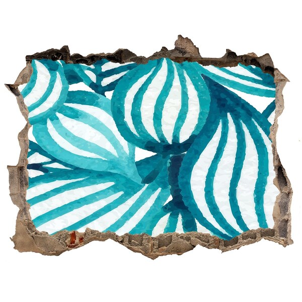 Wandfolien Loch in der Wand Tropische Blätter in einem Loch in der Wand