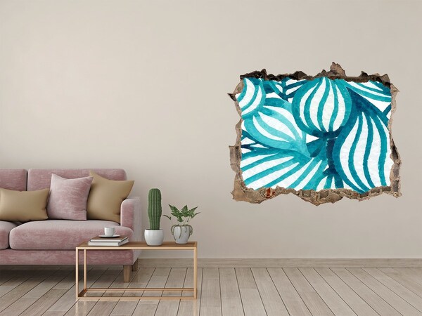 Wandfolien Loch in der Wand Tropische Blätter in einem Loch in der Wand