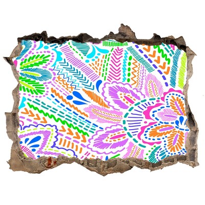 3D Wandsticker Loch Blumenmuster in Regenbogenfarben