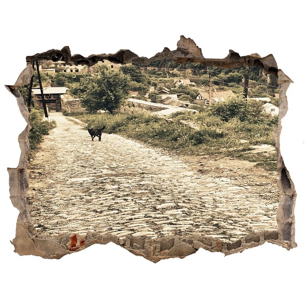 Wandfolien Loch in der Wand Eine bezaubernde Landstraße