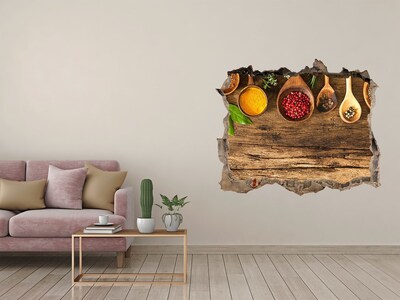 Wandtattoos Loch Küchengewürze auf einer hölzernen Arbeitsplatte