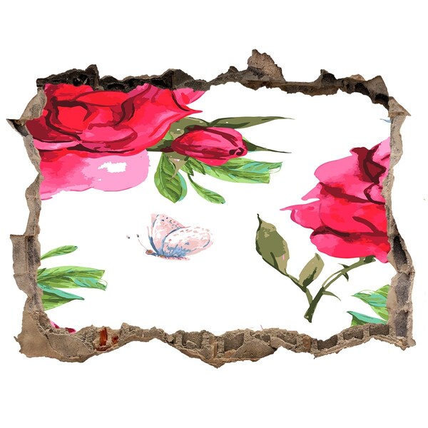 3D Wandsticker Loch Ein Blumenparadies hinter der Mauer