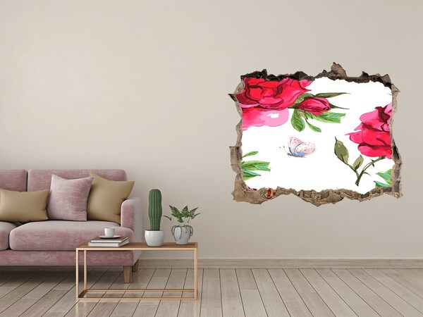 3D Wandsticker Loch Ein Blumenparadies hinter der Mauer