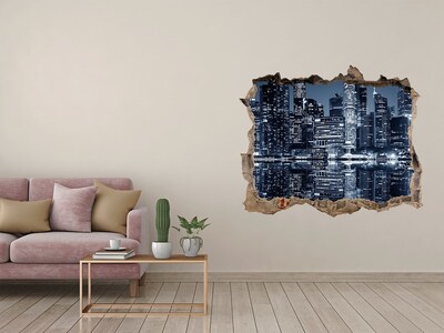 Wandtattoos Mauerdurchbruch Die Stadt bei Nacht am Fluss