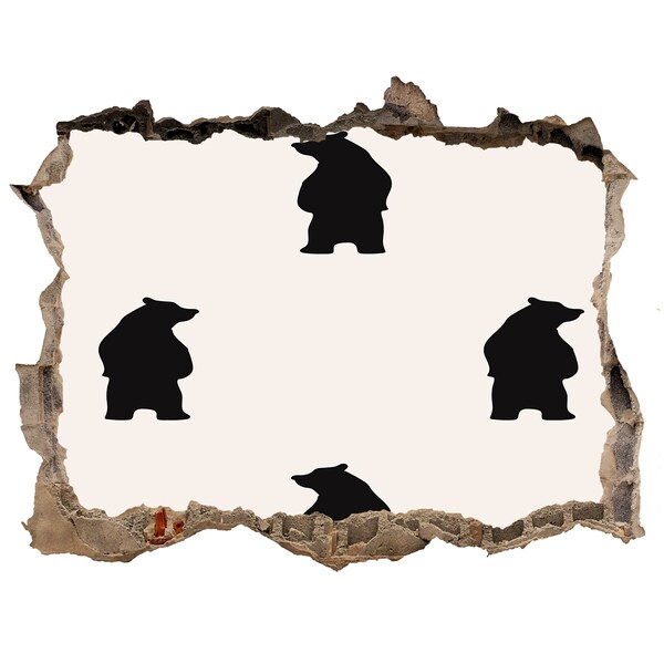 Wandtattoos Mauerdurchbruch Schwarzbären vor einer verfallenen Mauer
