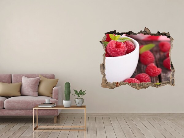 3D Wandtattoos Loch in der Wand Himbeeren in einer Schüssel
