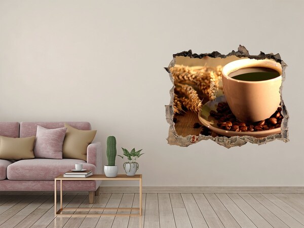 Wandfolien Loch in der Wand Kaffee mit Bohnen