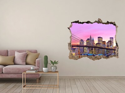 Wandtattoos Loch New Yorker Skyline bei Sonnenuntergang