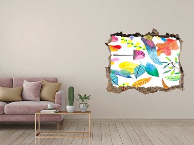 3D Wandsticker Loch Blumenwandbild durch ein Loch in der Wand
