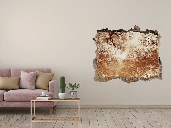 Wandtattoos Loch Spiegelung von Bäumen in einer zerstörten Mauer