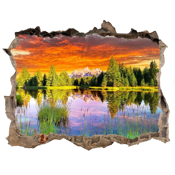 3D Wandsticker Loch Berglandschaft bei Sonnenuntergang